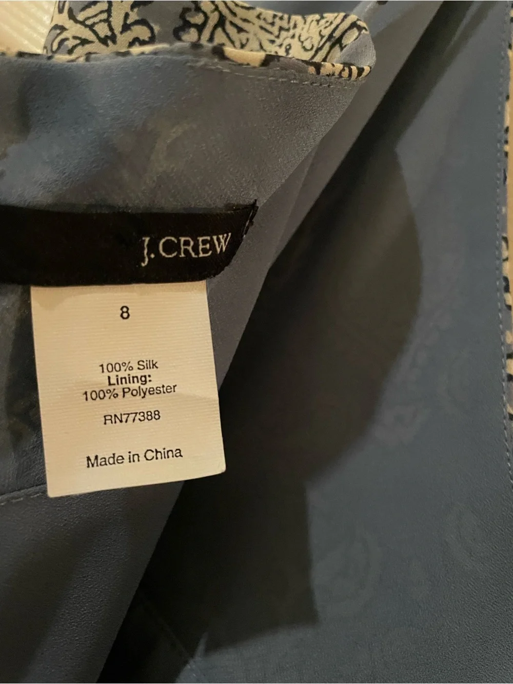 Vintage J.Crew 100 Silk Paisley Damask Empire Waist Slip Maxi Dress 8 Blue